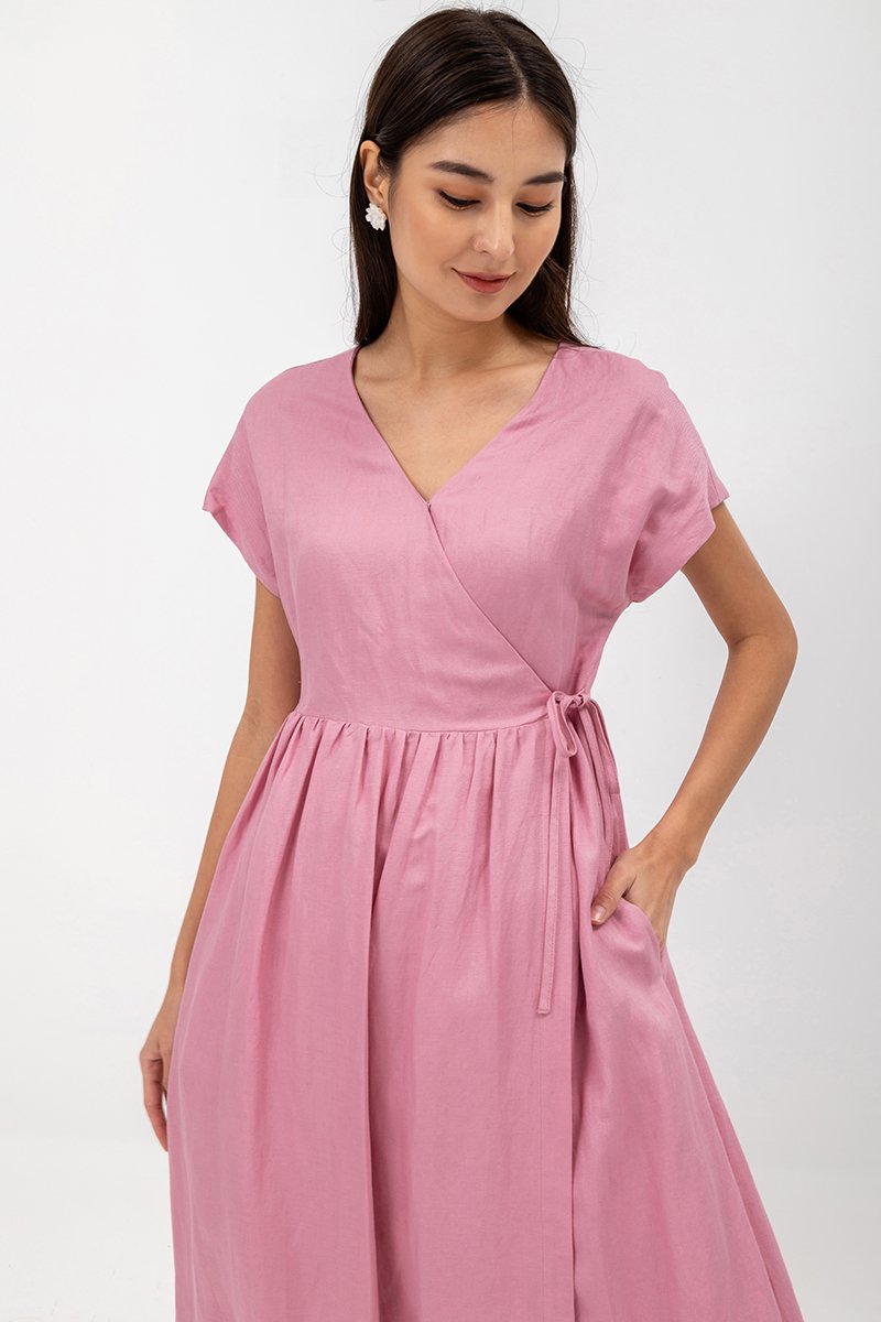 EMRY LINEN WRAP MAXI DRESS