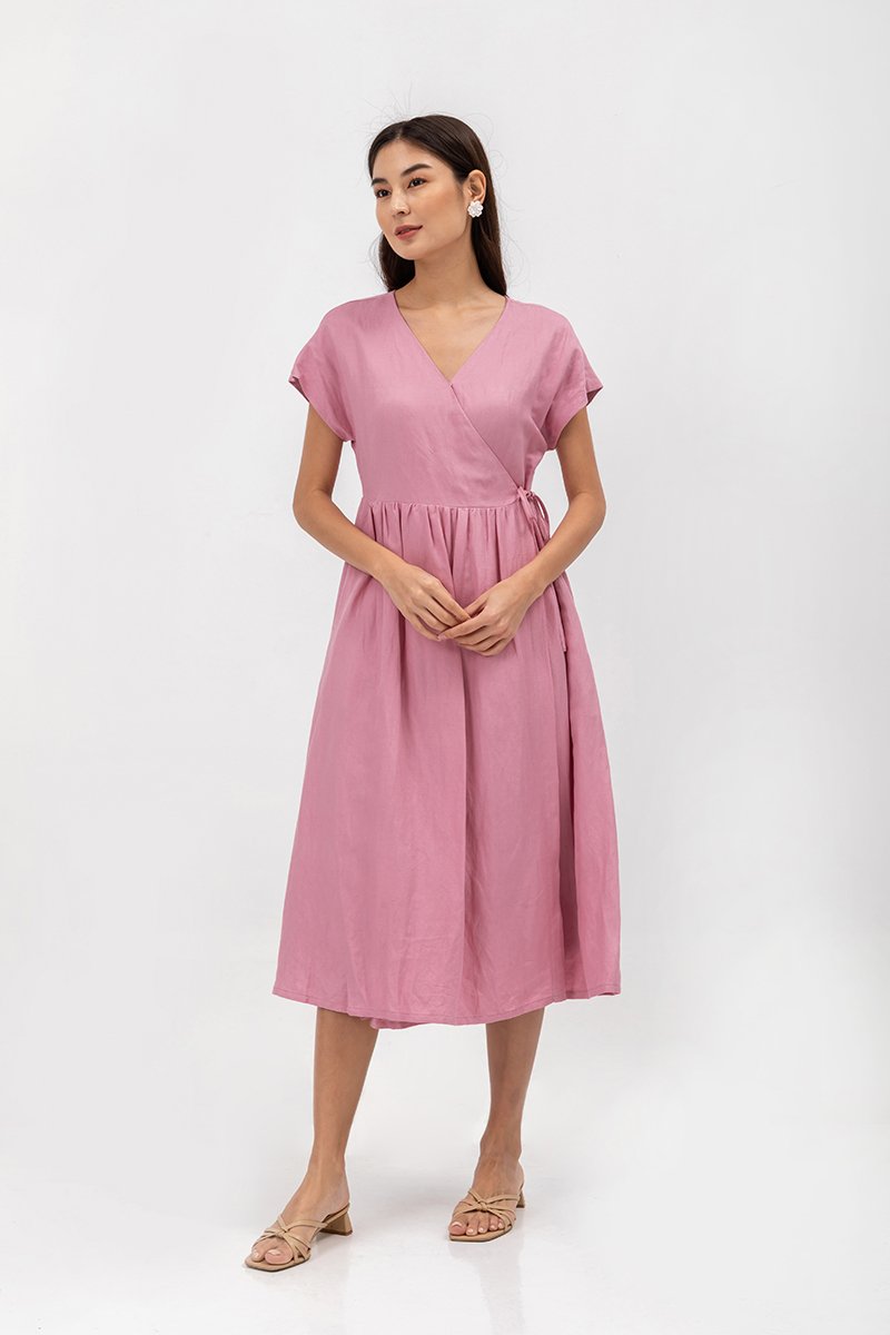 EMRY LINEN WRAP MAXI DRESS