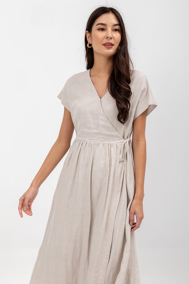 EMRY LINEN WRAP MAXI DRESS