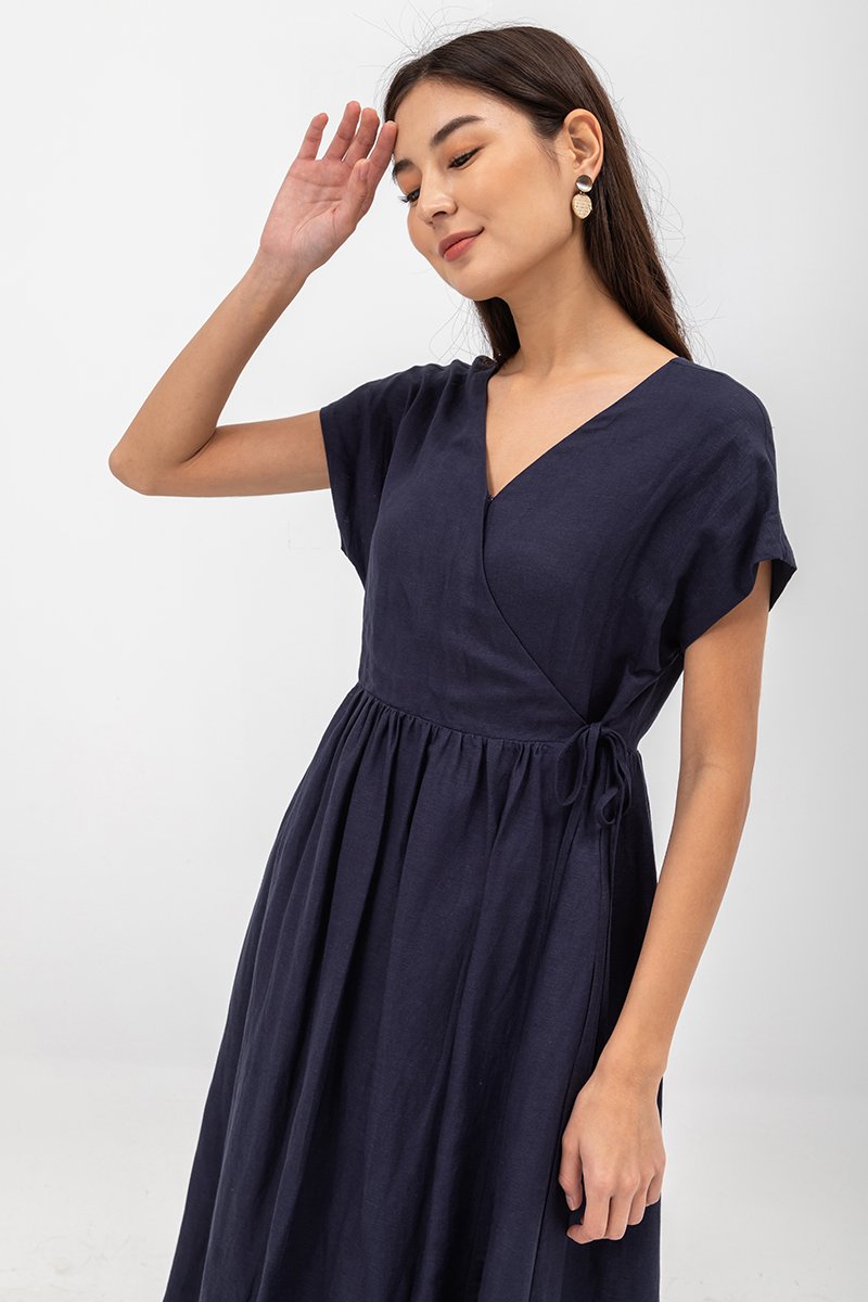 EMRY LINEN WRAP MAXI DRESS