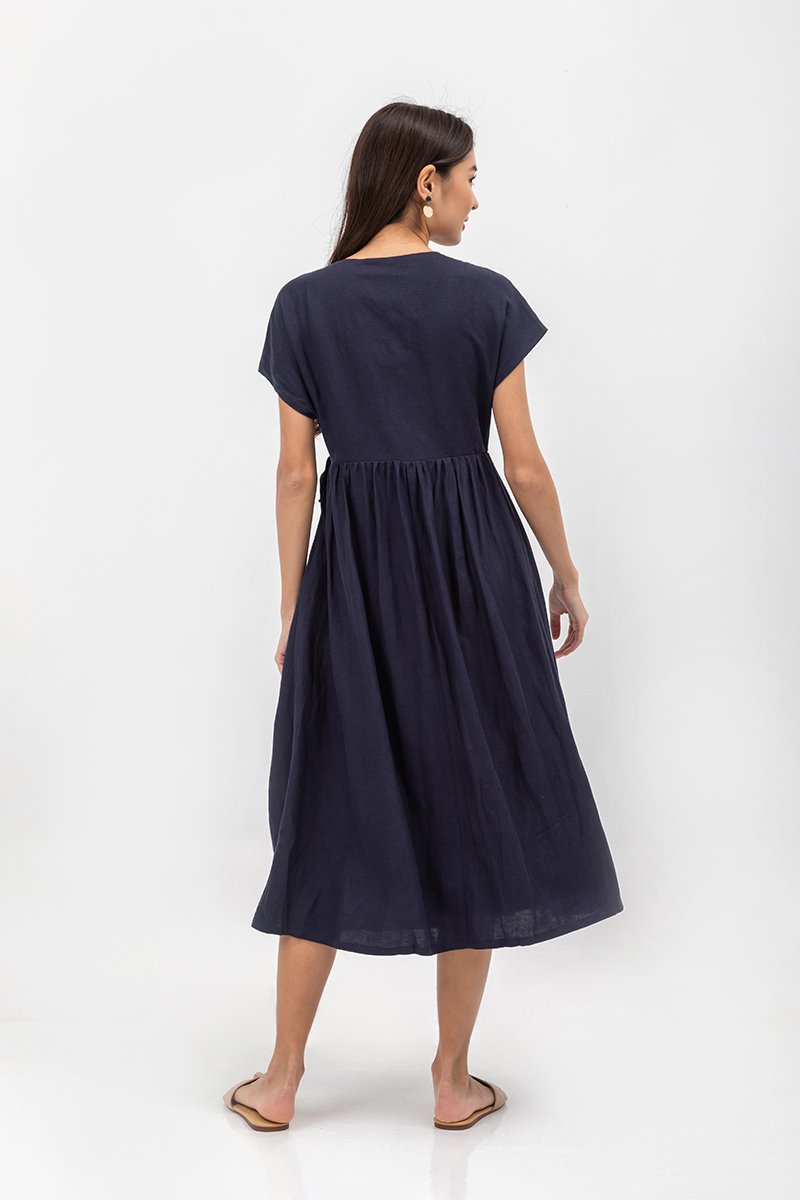 EMRY LINEN WRAP MAXI DRESS