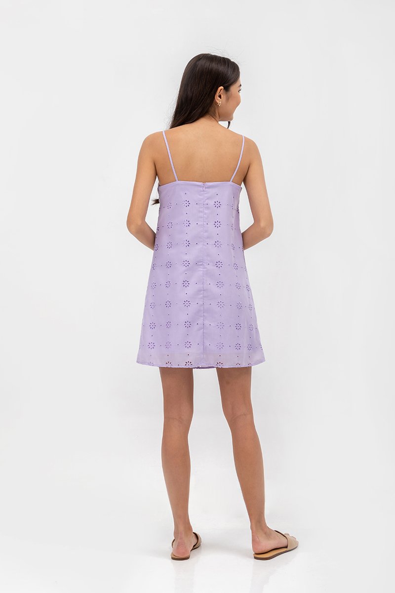 REBECCA EYELET A LINE CAMISOLE MINI DRESS
