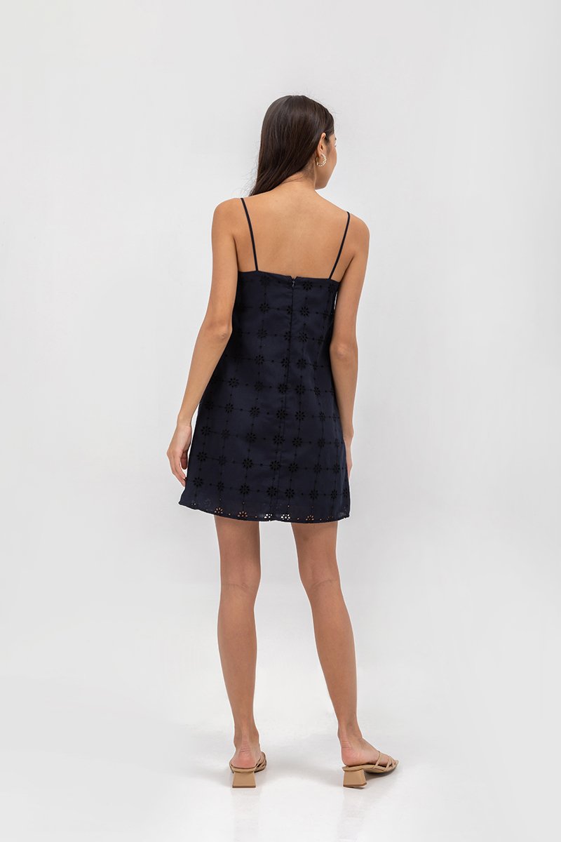 REBECCA EYELET A LINE CAMISOLE MINI DRESS