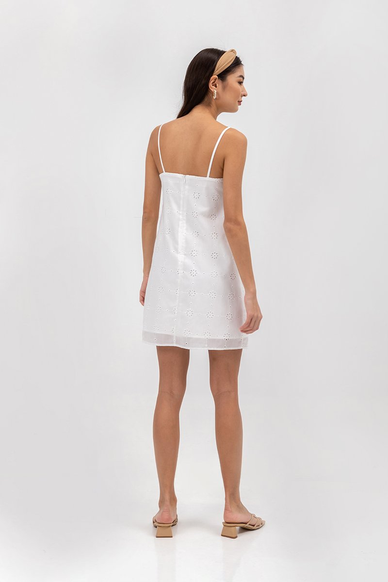 REBECCA EYELET A LINE CAMISOLE MINI DRESS