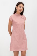 OVIDIA TEXTURED CAP SLEEVE CHEONGSAM