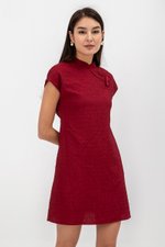 OVIDIA TEXTURED CAP SLEEVE CHEONGSAM