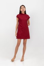 OVIDIA TEXTURED CAP SLEEVE CHEONGSAM