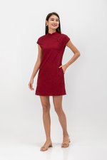 OVIDIA TEXTURED CAP SLEEVE CHEONGSAM