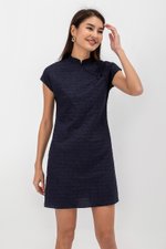 OVIDIA TEXTURED CAP SLEEVE CHEONGSAM