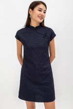 OVIDIA TEXTURED CAP SLEEVE CHEONGSAM