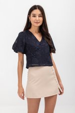 VIOLETTE PUFF SLEEVE FLORAL CHEONGSAM TOP