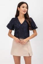 VIOLETTE PUFF SLEEVE FLORAL CHEONGSAM TOP
