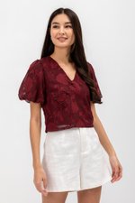 VIOLETTE PUFF SLEEVE FLORAL CHEONGSAM TOP