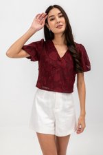 VIOLETTE PUFF SLEEVE FLORAL CHEONGSAM TOP