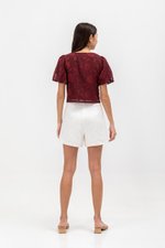 VIOLETTE PUFF SLEEVE FLORAL CHEONGSAM TOP