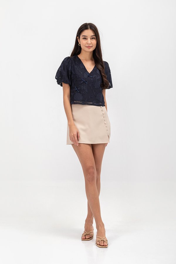 VIOLETTE PUFF SLEEVE FLORAL CHEONGSAM TOP