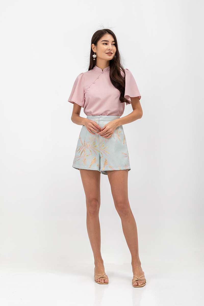 KENDALL FLUTTER SLEEVE CHEONGSAM TOP