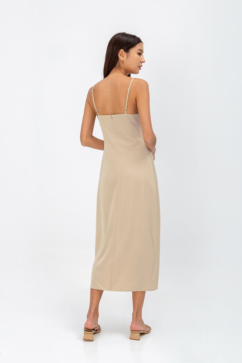 AERA SATIN SLIP MIDI DRESS