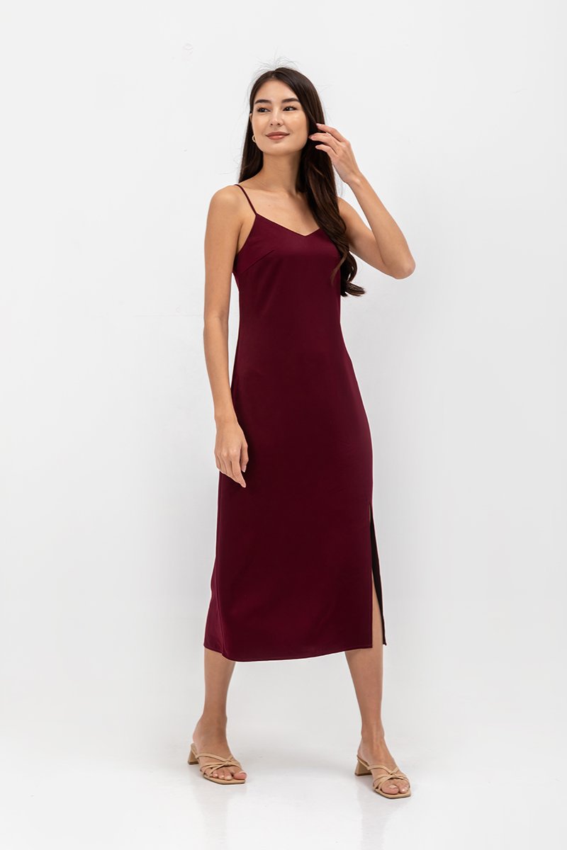 AERA SATIN SLIP MIDI DRESS