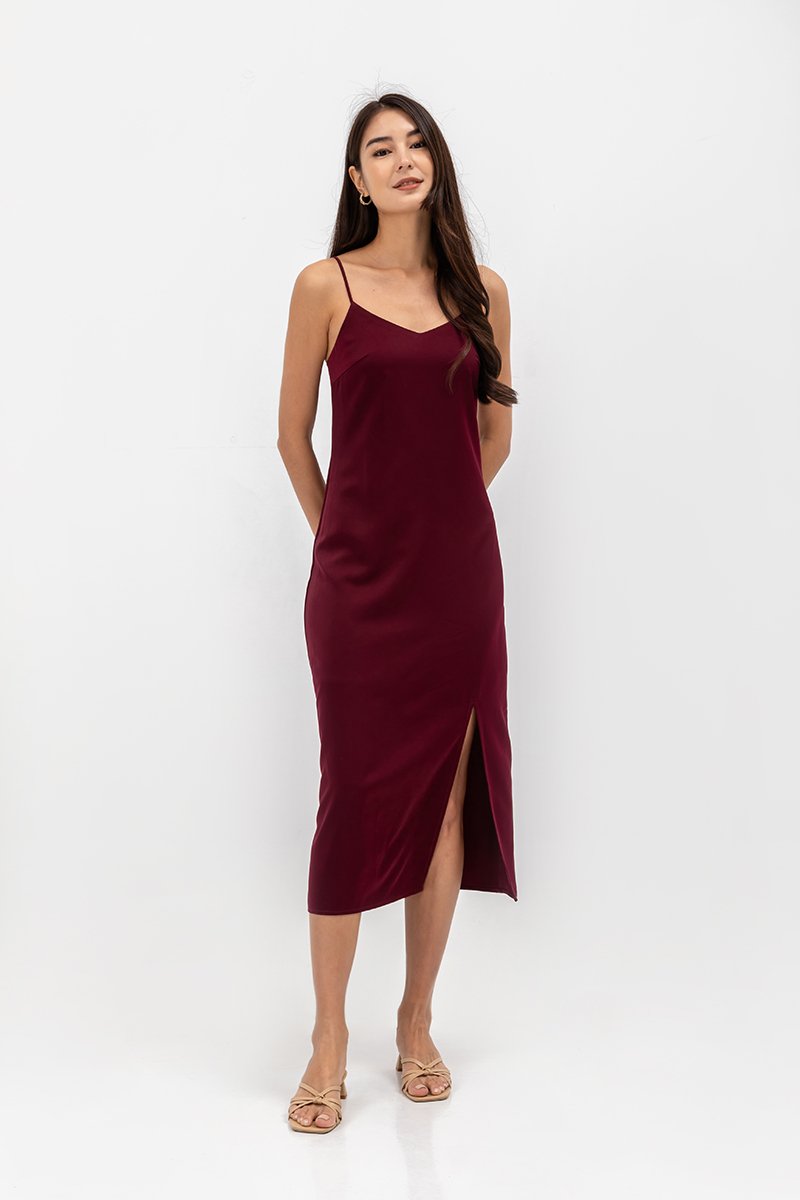 AERA SATIN SLIP MIDI DRESS