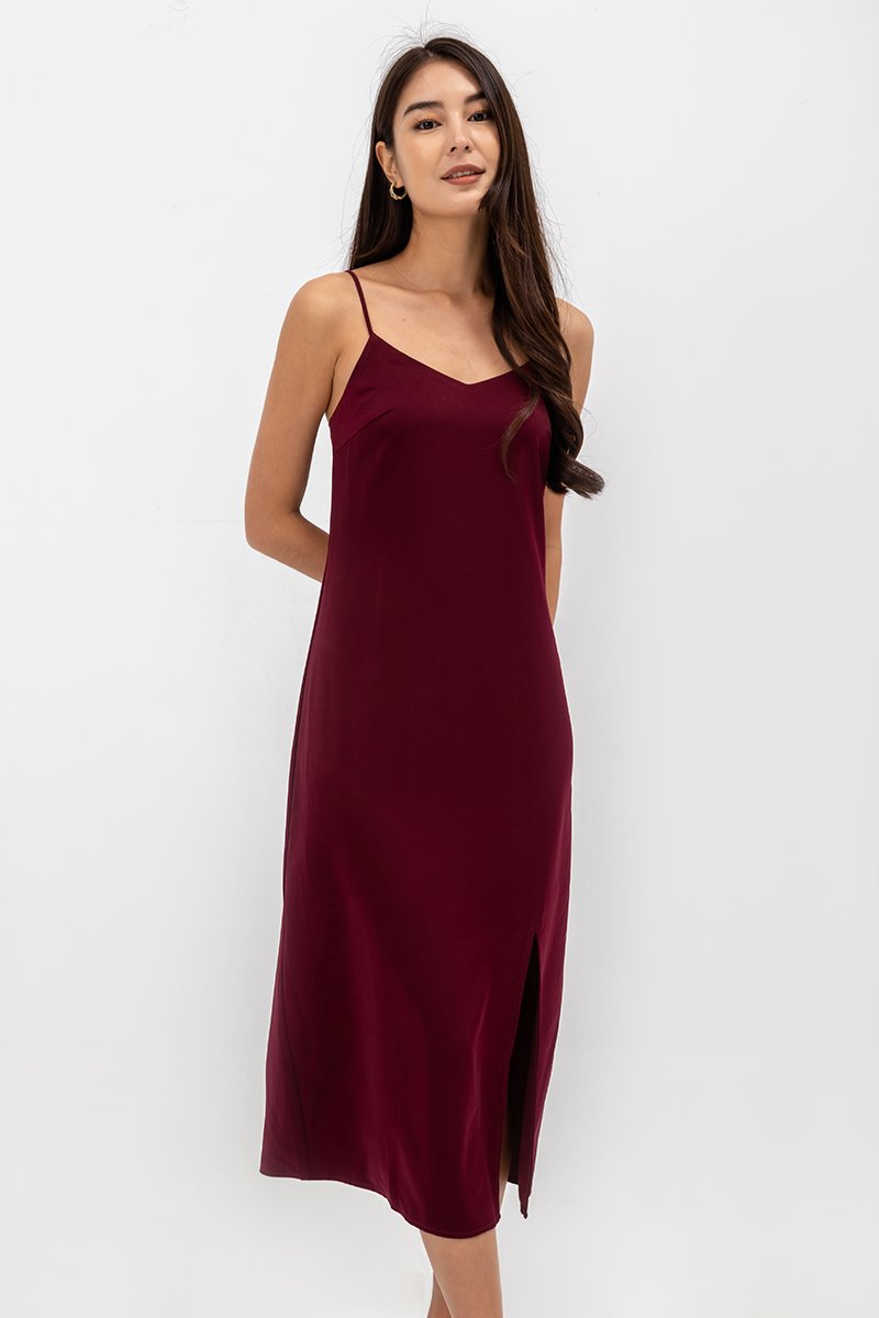 AERA SATIN SLIP MIDI DRESS