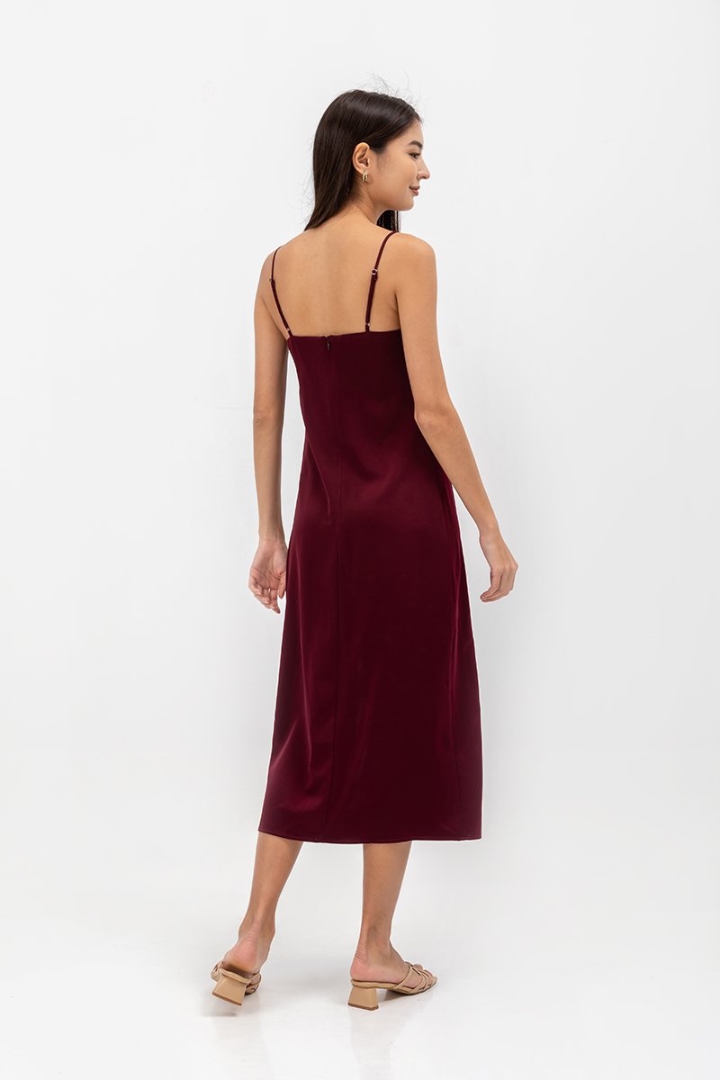 AERA SATIN SLIP MIDI DRESS