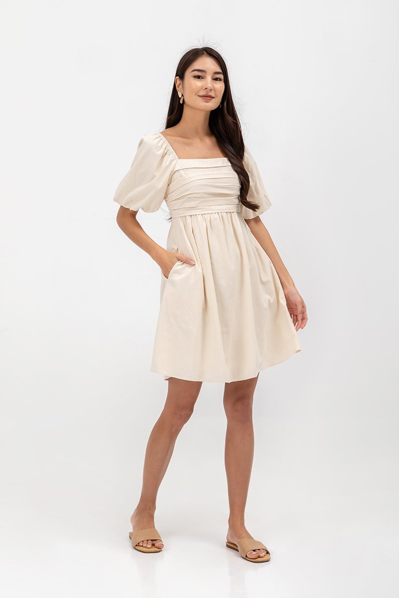 STEPHANIE PLEATED CHEST MINI DRESS