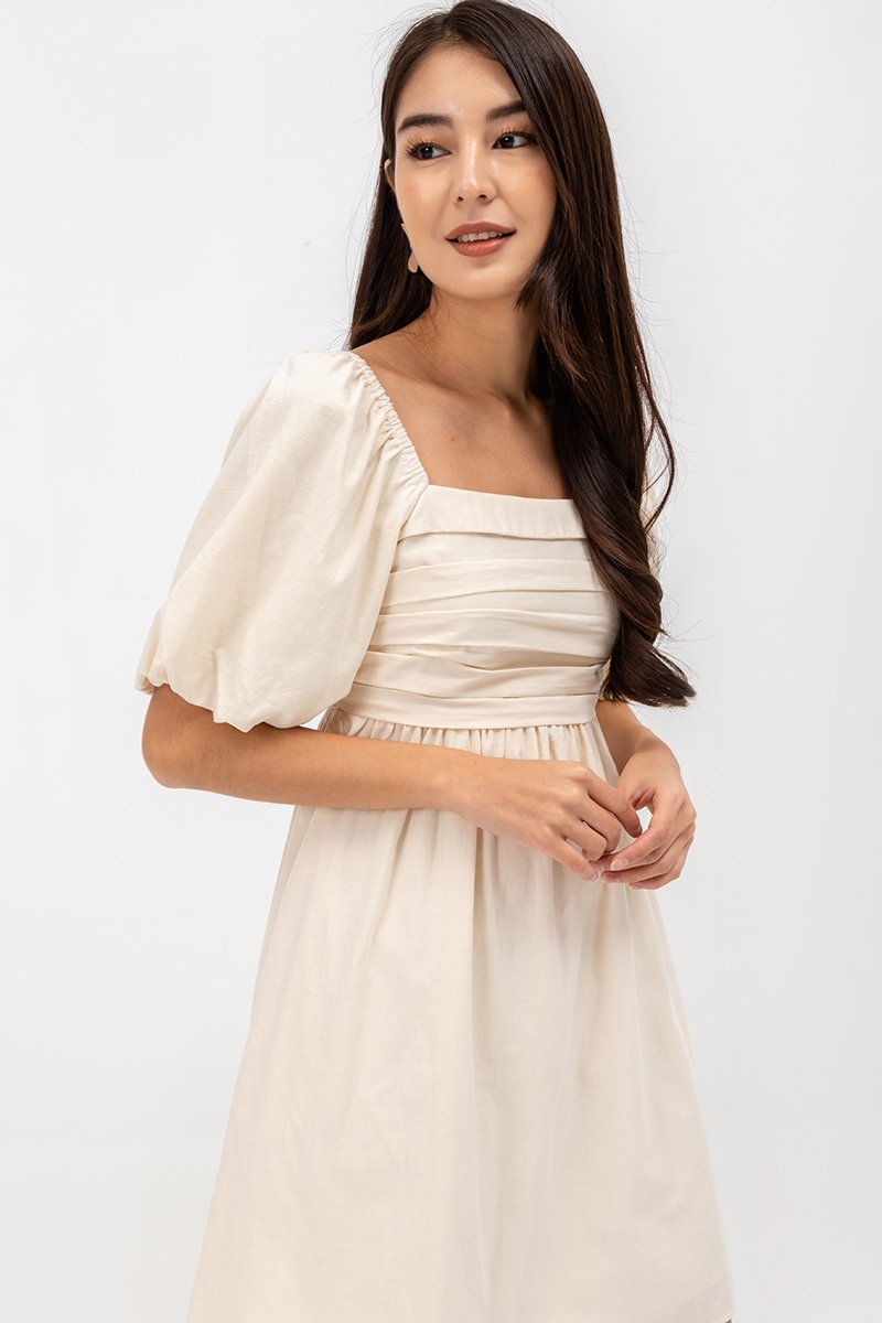 STEPHANIE PLEATED CHEST MINI DRESS