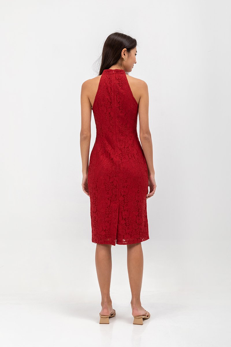ELVIE LACE SHEATH MIDI CHEONGSAM