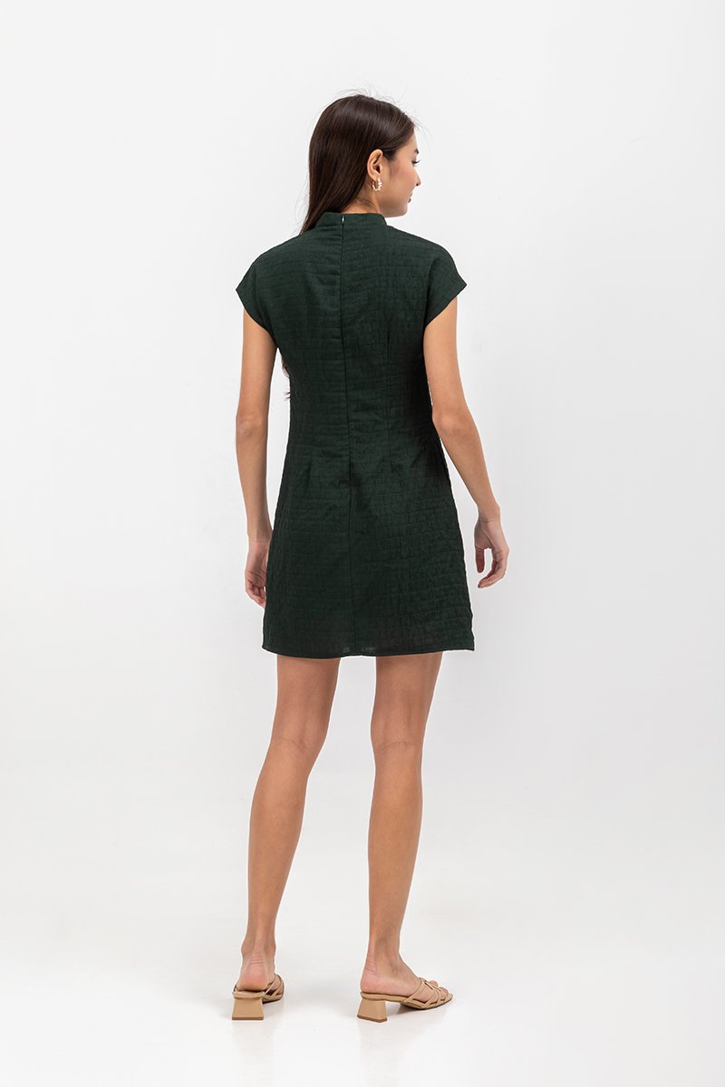 OVIDIA TEXTURED CAP SLEEVE CHEONGSAM