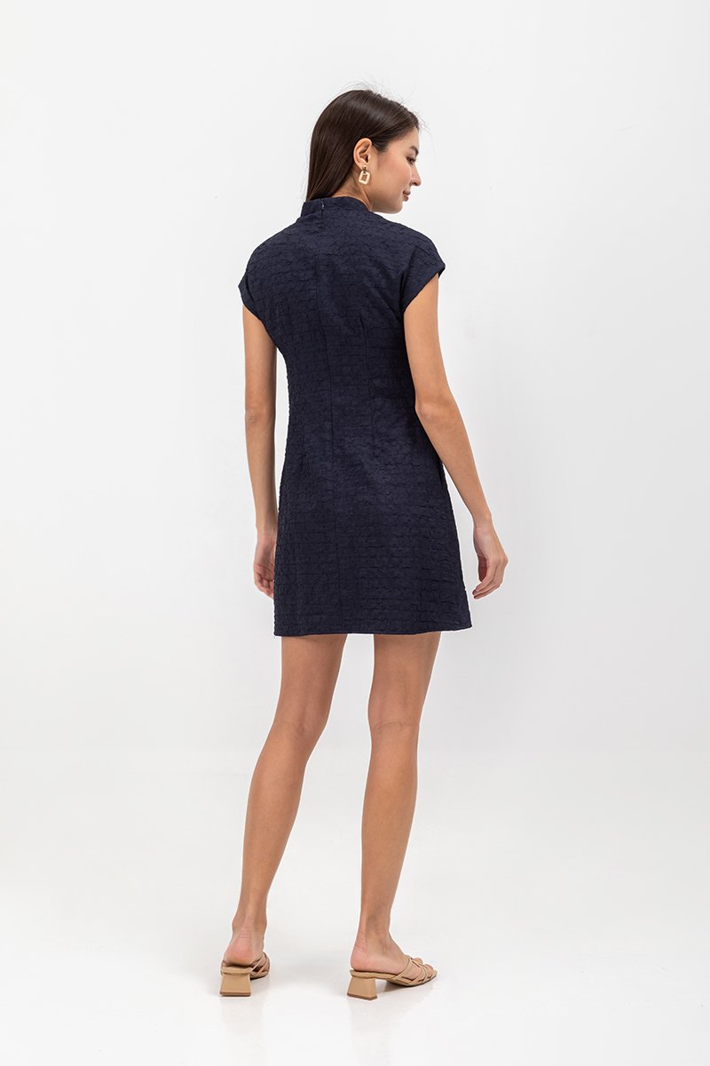 OVIDIA TEXTURED CAP SLEEVE CHEONGSAM