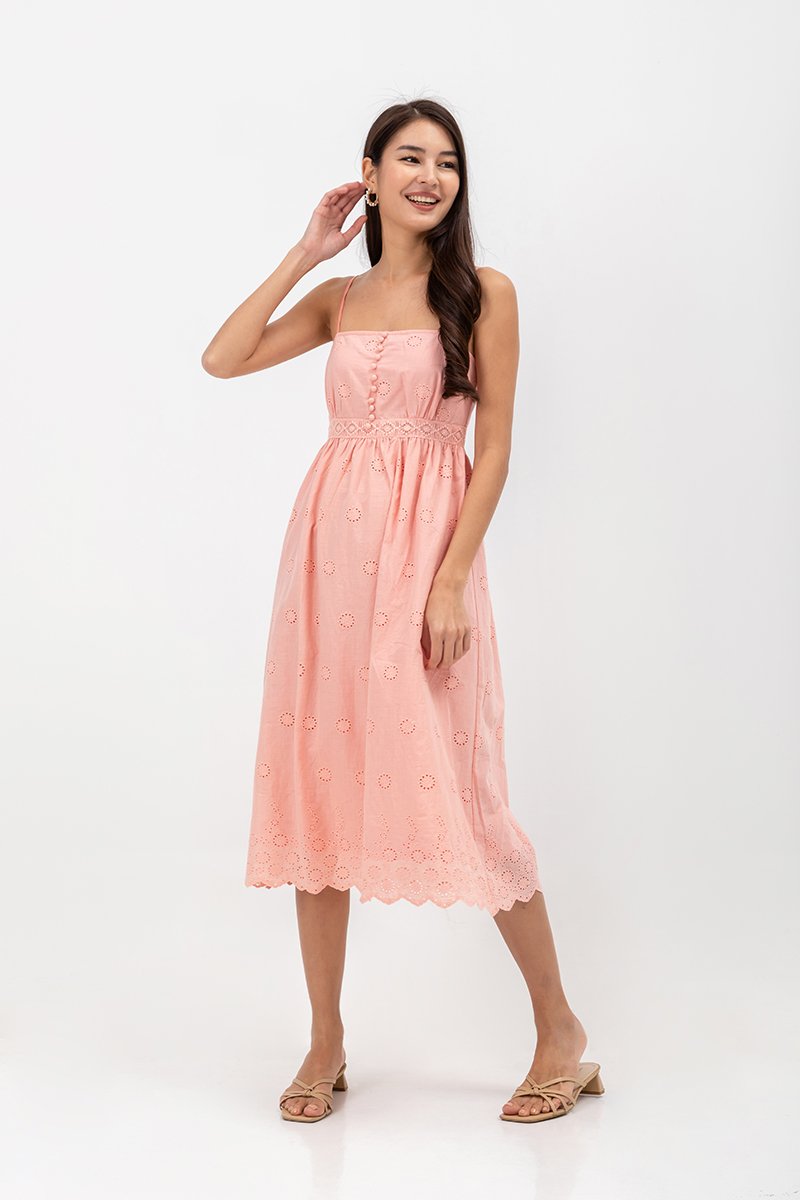 YASMIN EYELET CAMISOLE MIDI DRESS