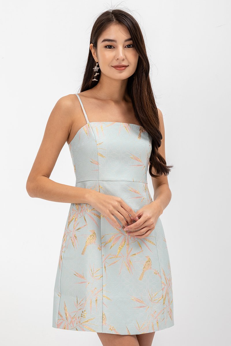 KATIE SPARROW JACQUARD CAMISOLE MINI DRESS