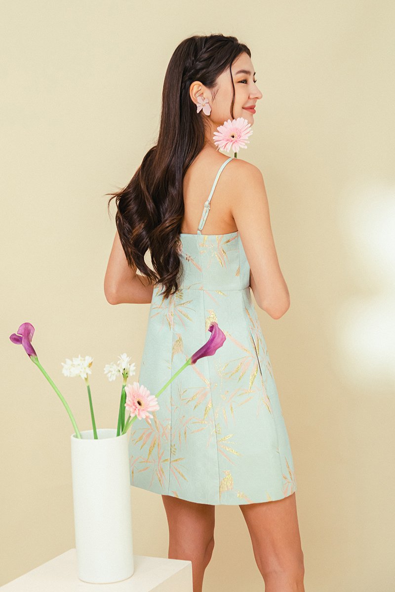 KATIE SPARROW JACQUARD CAMISOLE MINI DRESS