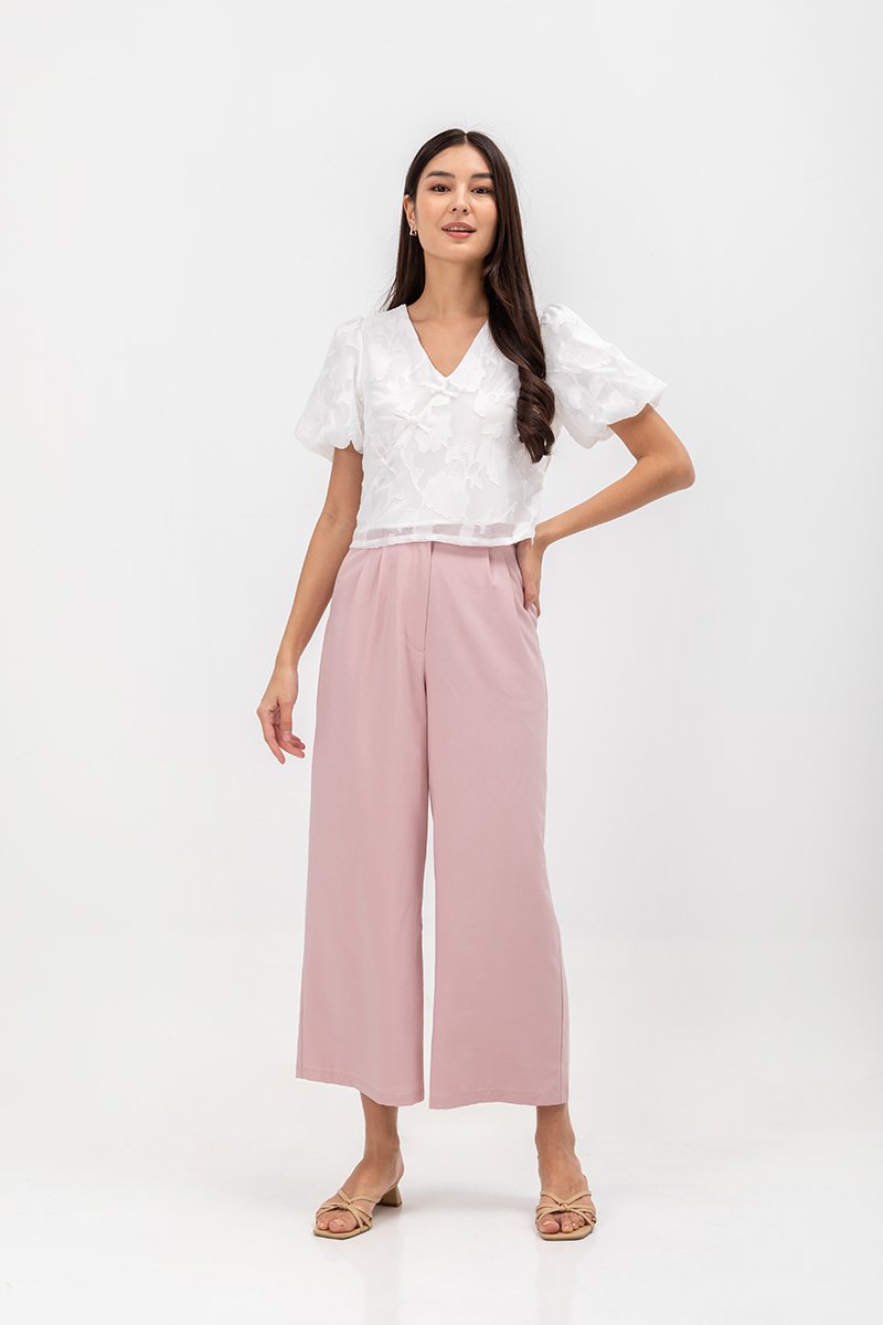 VIOLETTE PUFF SLEEVE FLORAL CHEONGSAM TOP