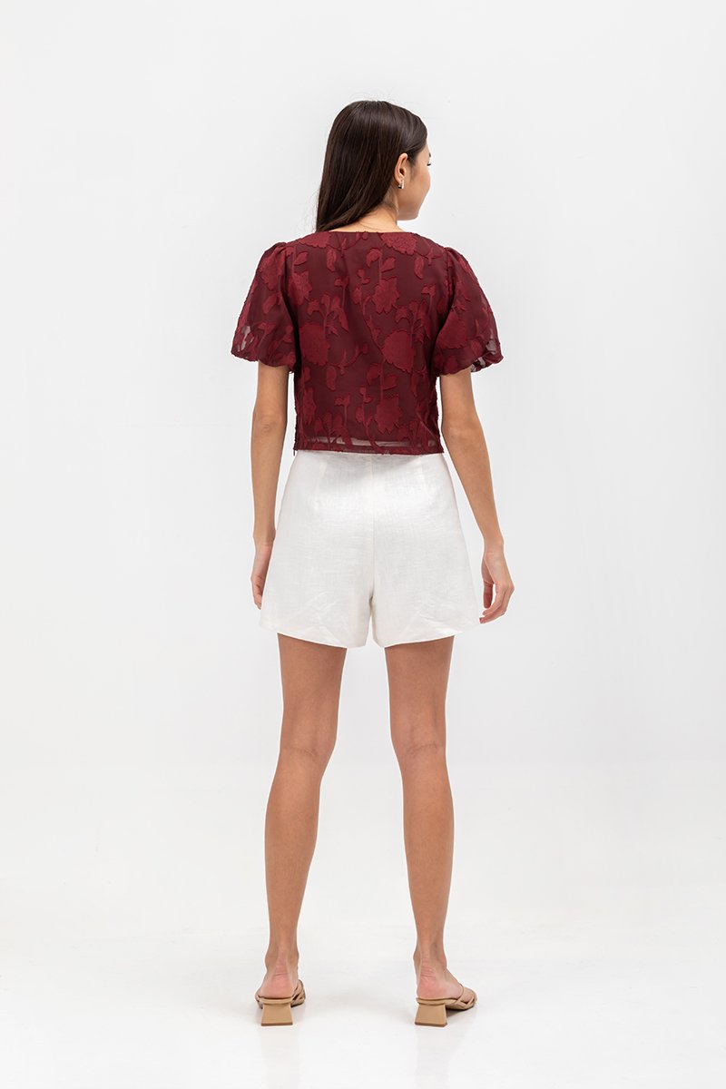 VIOLETTE PUFF SLEEVE FLORAL CHEONGSAM TOP